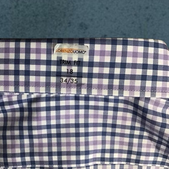 Lorenzo Uhomo NWT Purple  white blue plaid long sleeve button up shirt - Picture 6 of 8